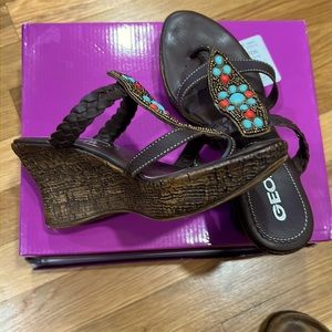GEOX wedges size 38.5 with southwestern vibe.